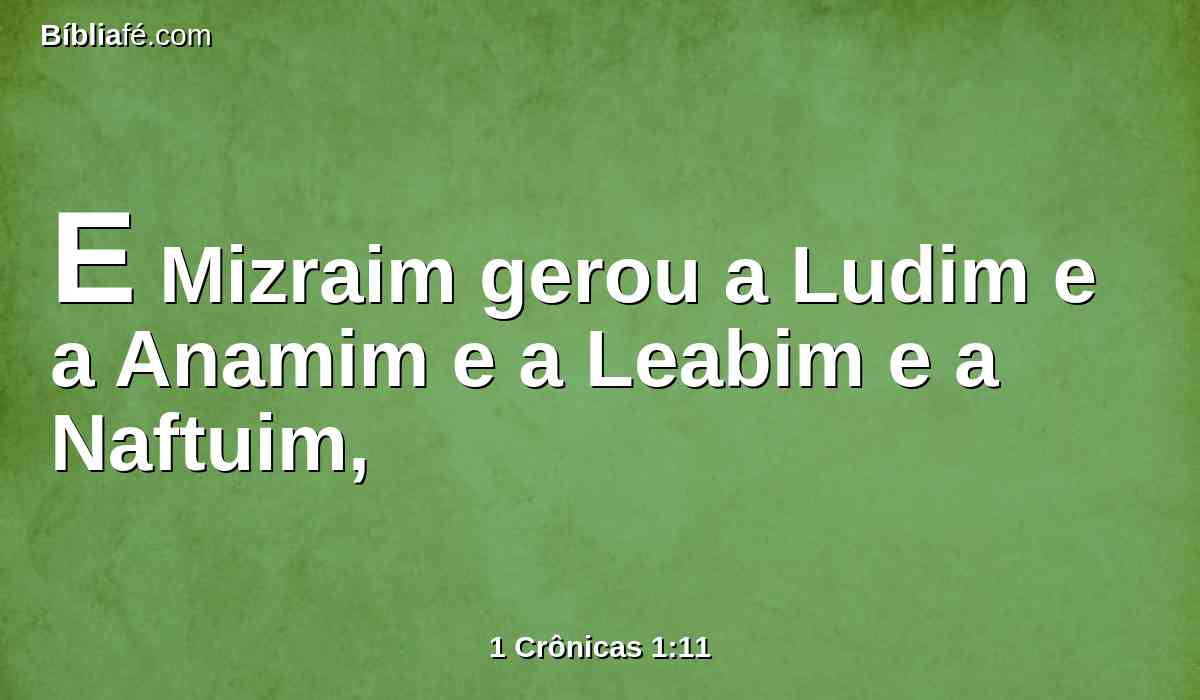 E Mizraim gerou a Ludim e a Anamim e a Leabim e a Naftuim,