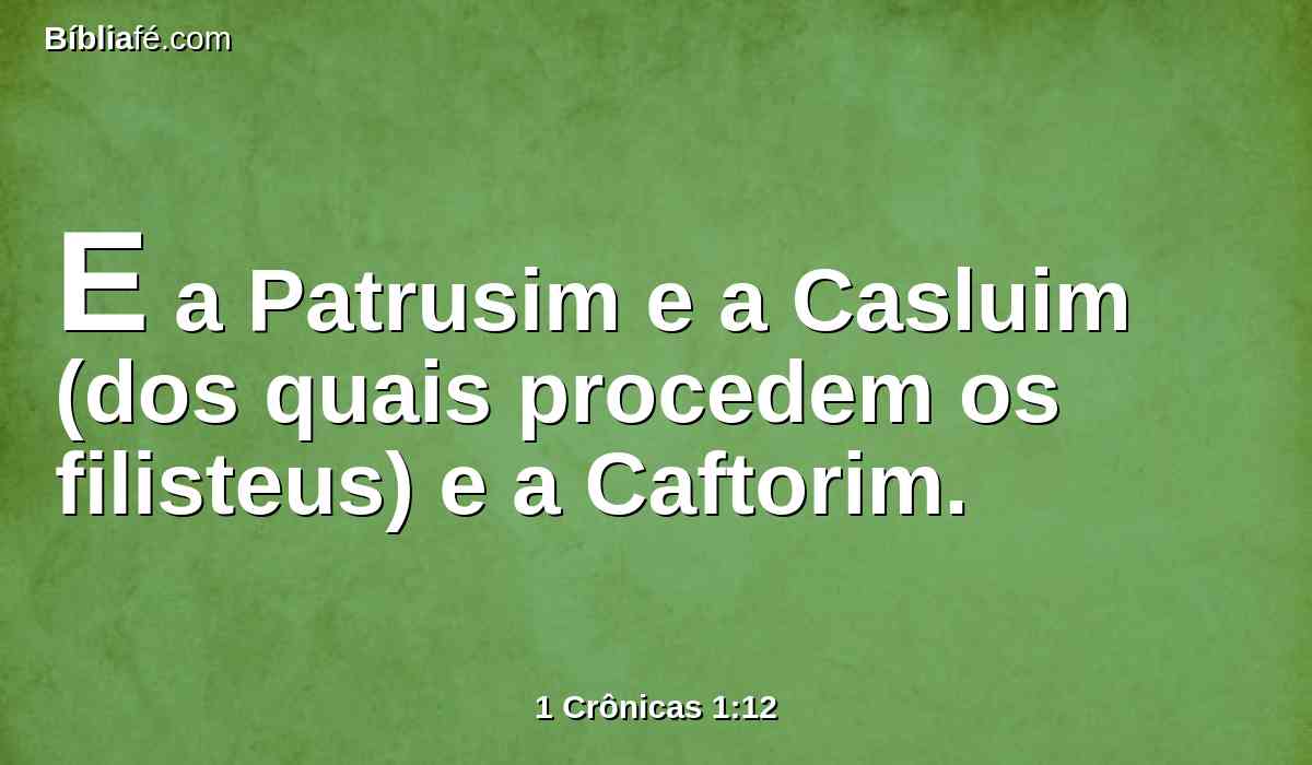 E a Patrusim e a Casluim (dos quais procedem os filisteus) e a Caftorim.