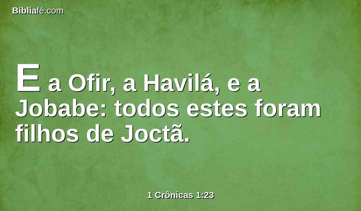 E a Ofir, a Havilá, e a Jobabe: todos estes foram filhos de Joctã.