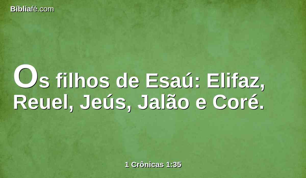 Os filhos de Esaú: Elifaz, Reuel, Jeús, Jalão e Coré.