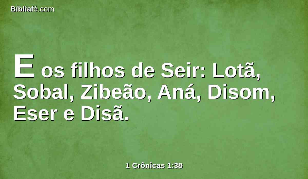 E os filhos de Seir: Lotã, Sobal, Zibeão, Aná, Disom, Eser e Disã.