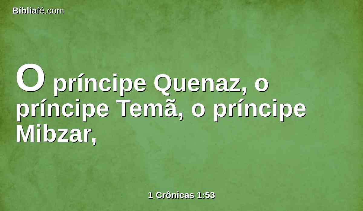 O príncipe Quenaz, o príncipe Temã, o príncipe Mibzar,