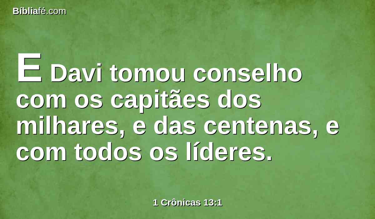 E Davi tomou conselho com os capitães dos milhares, e das centenas, e com todos os líderes.