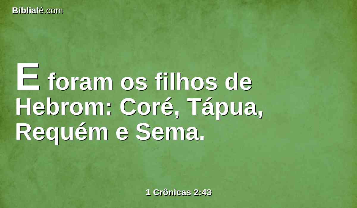 E foram os filhos de Hebrom: Coré, Tápua, Requém e Sema.
