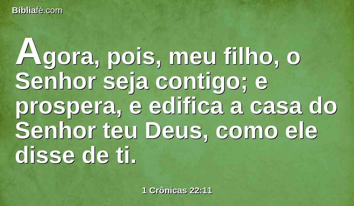 Agora, pois, meu filho, o Senhor seja contigo; e prospera, e edifica a casa do Senhor teu Deus, como ele disse de ti.