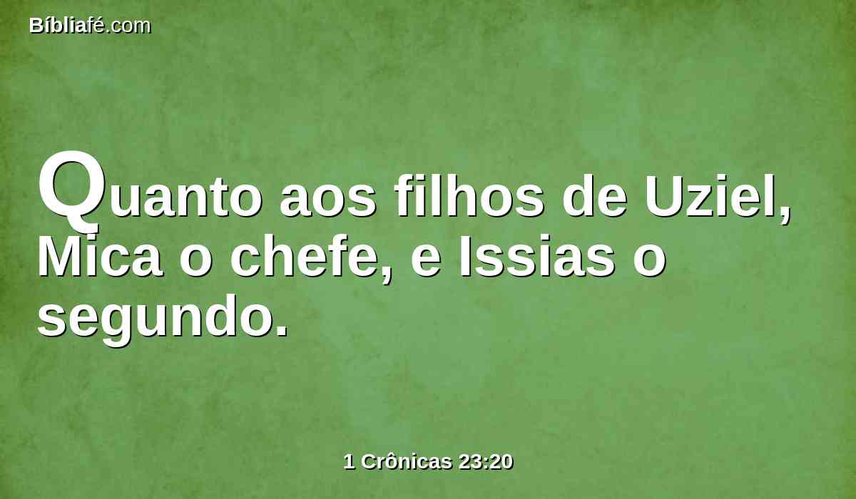 Quanto aos filhos de Uziel, Mica o chefe, e Issias o segundo.