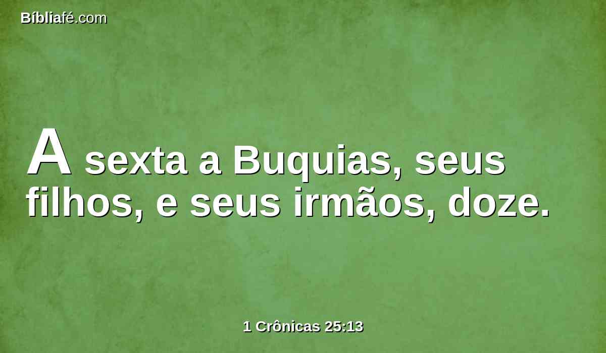 A sexta a Buquias, seus filhos, e seus irmãos, doze.