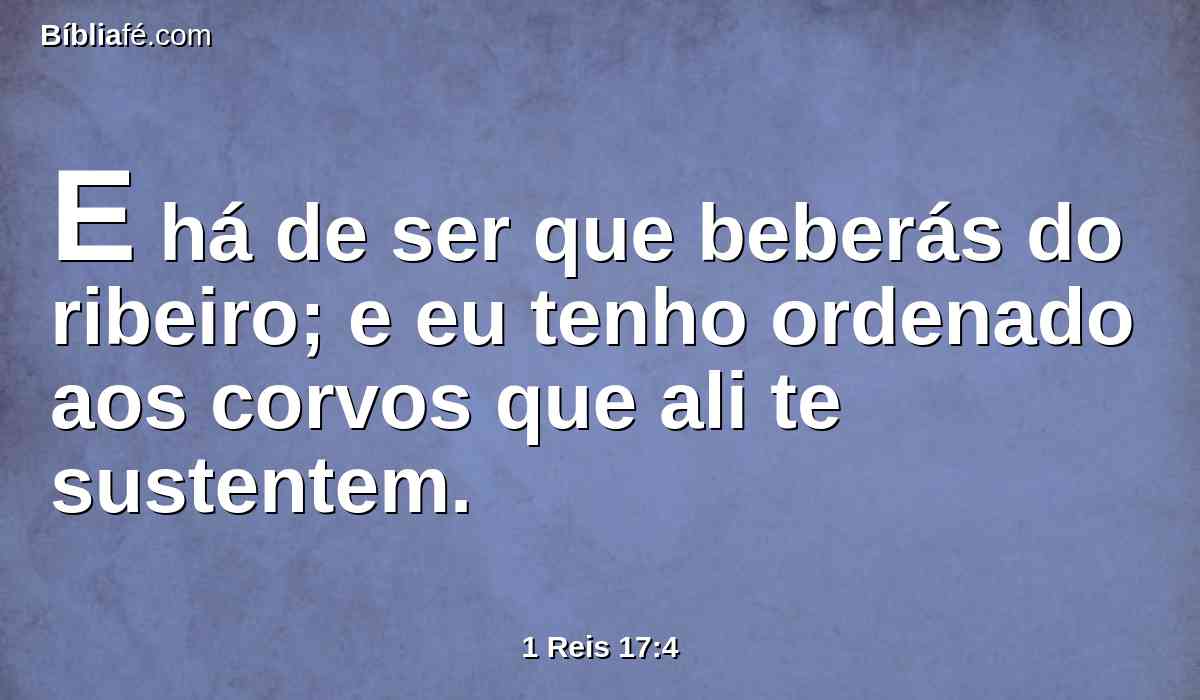 E há de ser que beberás do ribeiro; e eu tenho ordenado aos corvos que ali te sustentem.