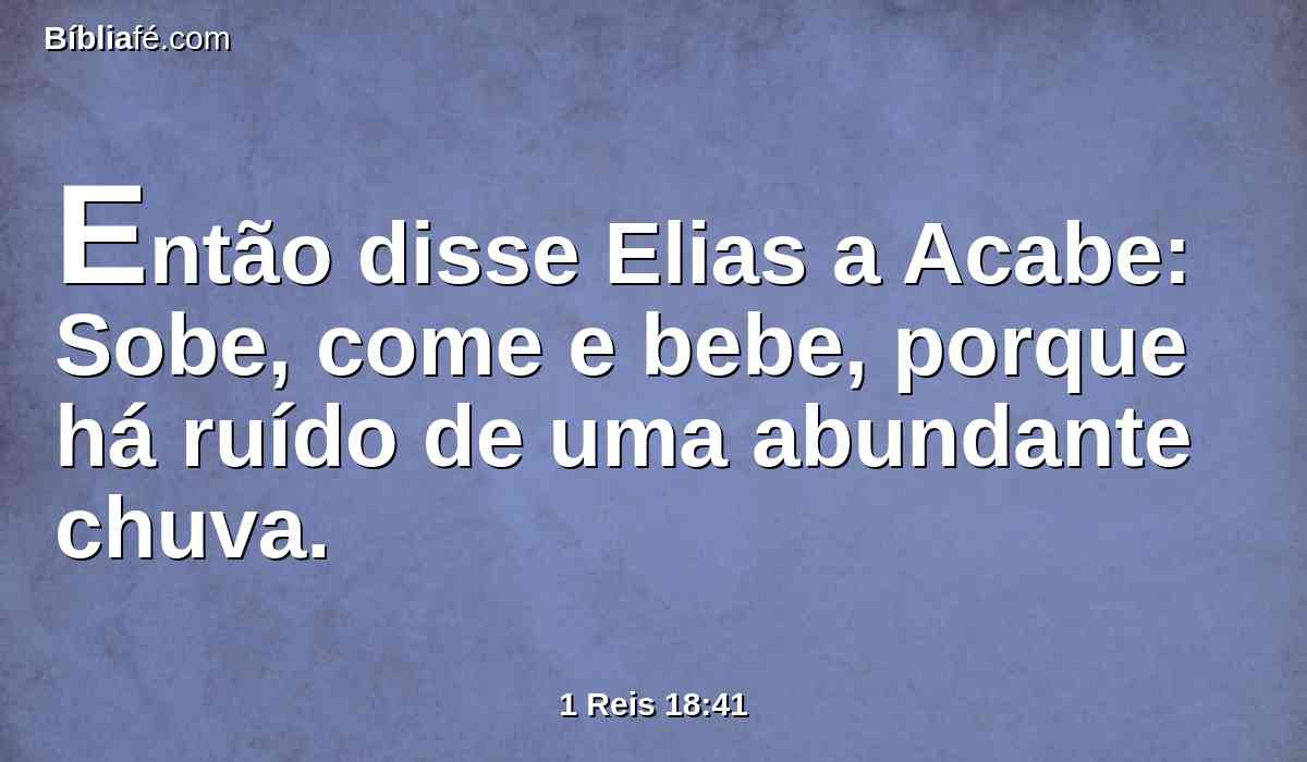 Então disse Elias a Acabe: Sobe, come e bebe, porque há ruído de uma abundante chuva.