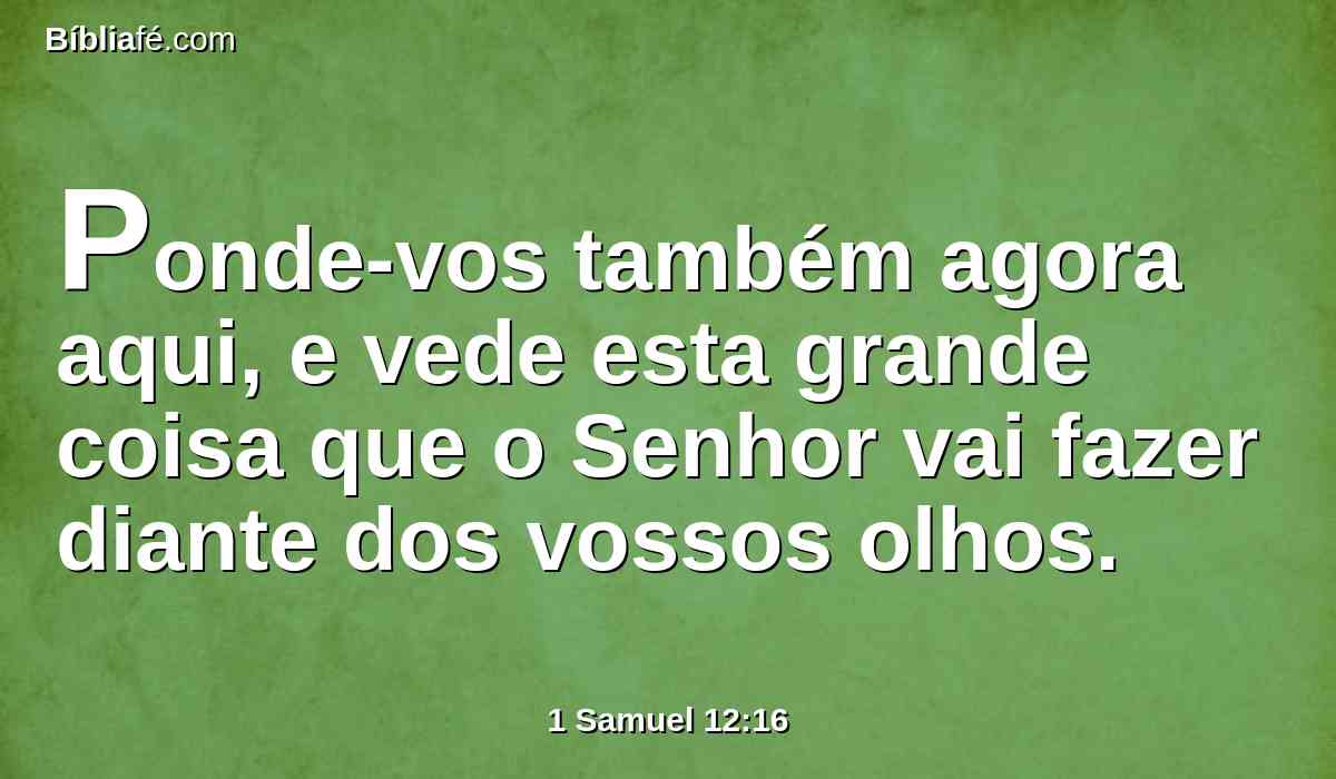Ponde-vos também agora aqui, e vede esta grande coisa que o Senhor vai fazer diante dos vossos olhos.