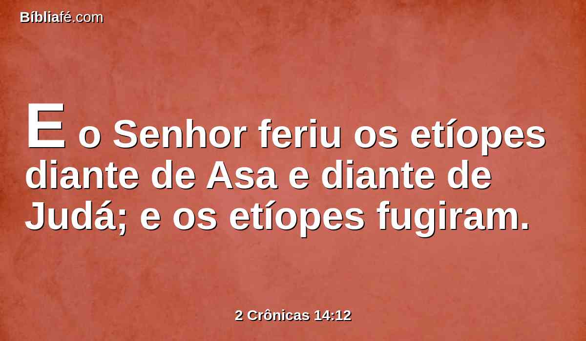 E o Senhor feriu os etíopes diante de Asa e diante de Judá; e os etíopes fugiram.