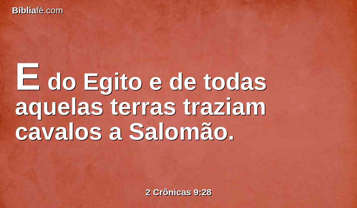 E do Egito e de todas aquelas terras traziam cavalos a Salomão.