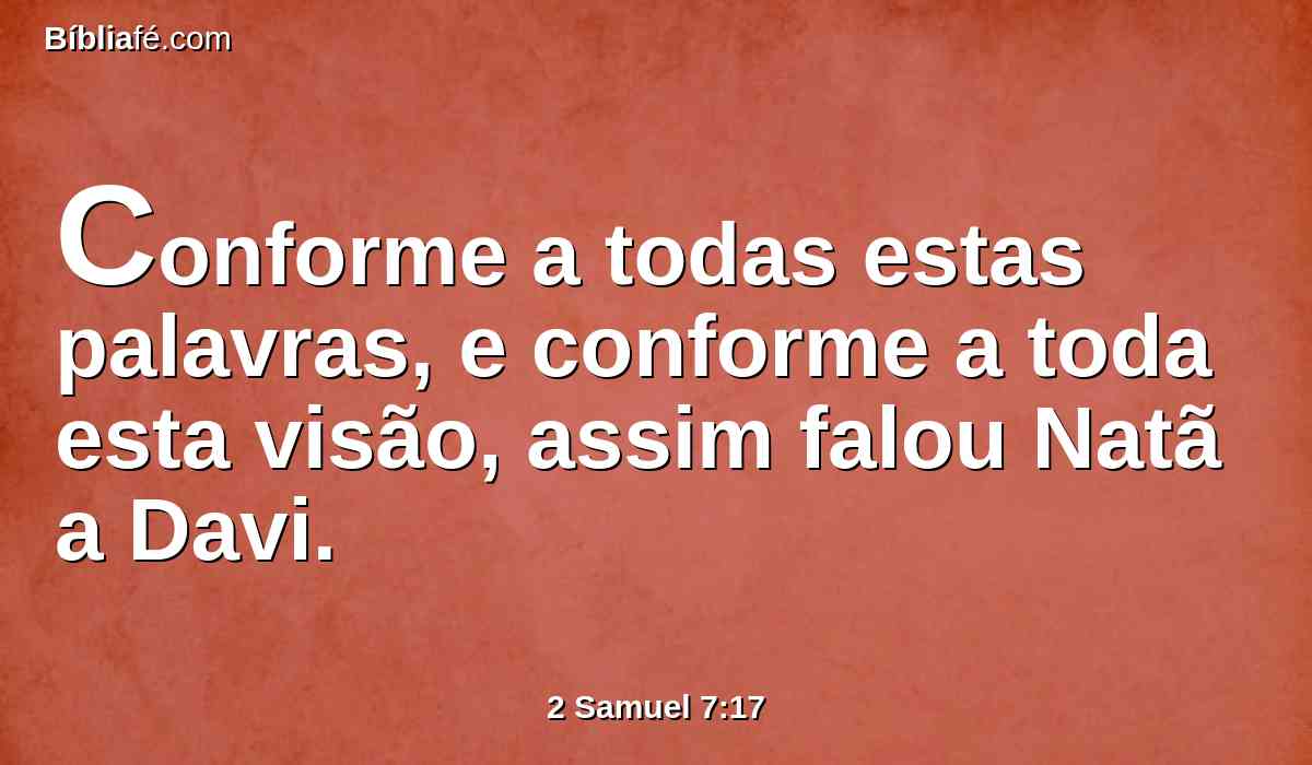 Conforme a todas estas palavras, e conforme a toda esta visão, assim falou Natã a Davi.