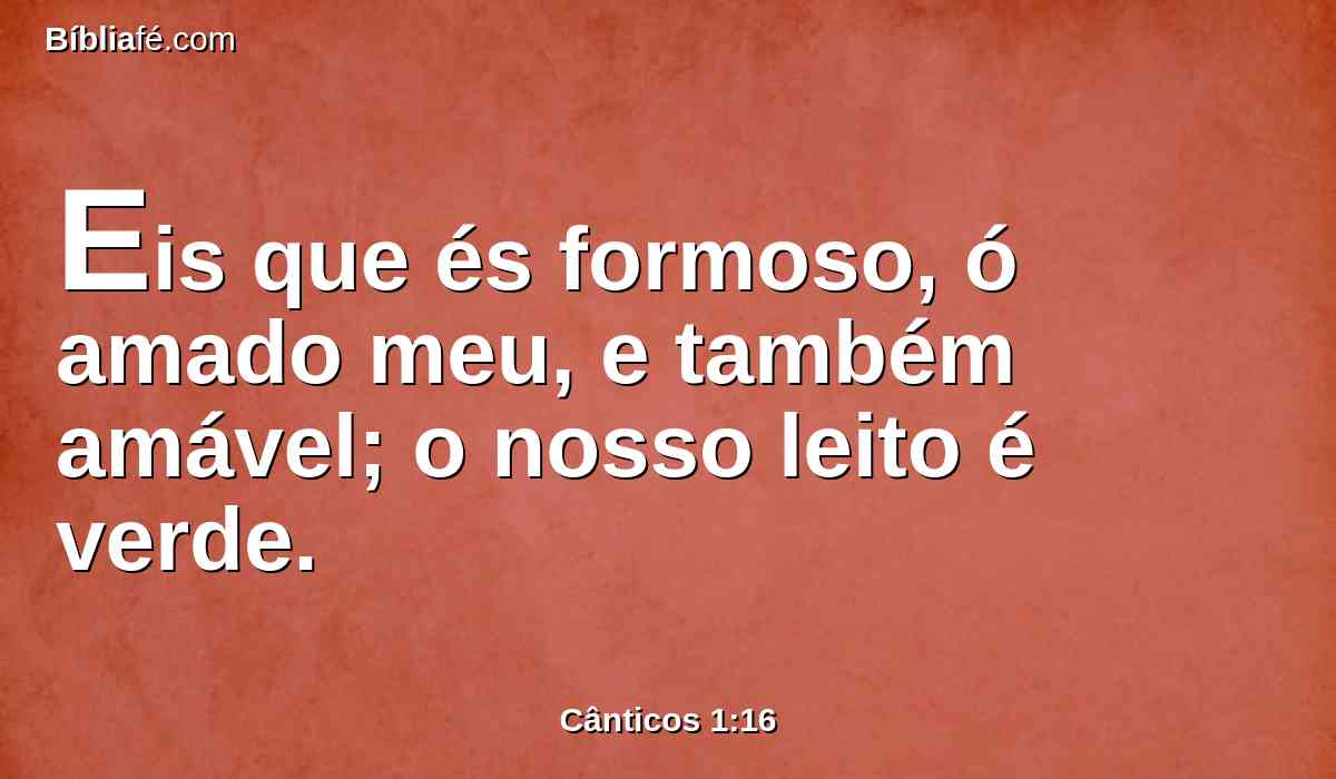 Eis que és formoso, ó amado meu, e também amável; o nosso leito é verde.