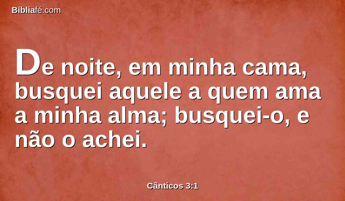 De noite, em minha cama, busquei aquele a quem ama a minha alma; busquei-o, e não o achei.