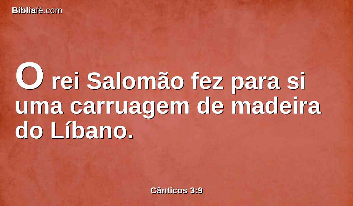 O rei Salomão fez para si uma carruagem de madeira do Líbano.