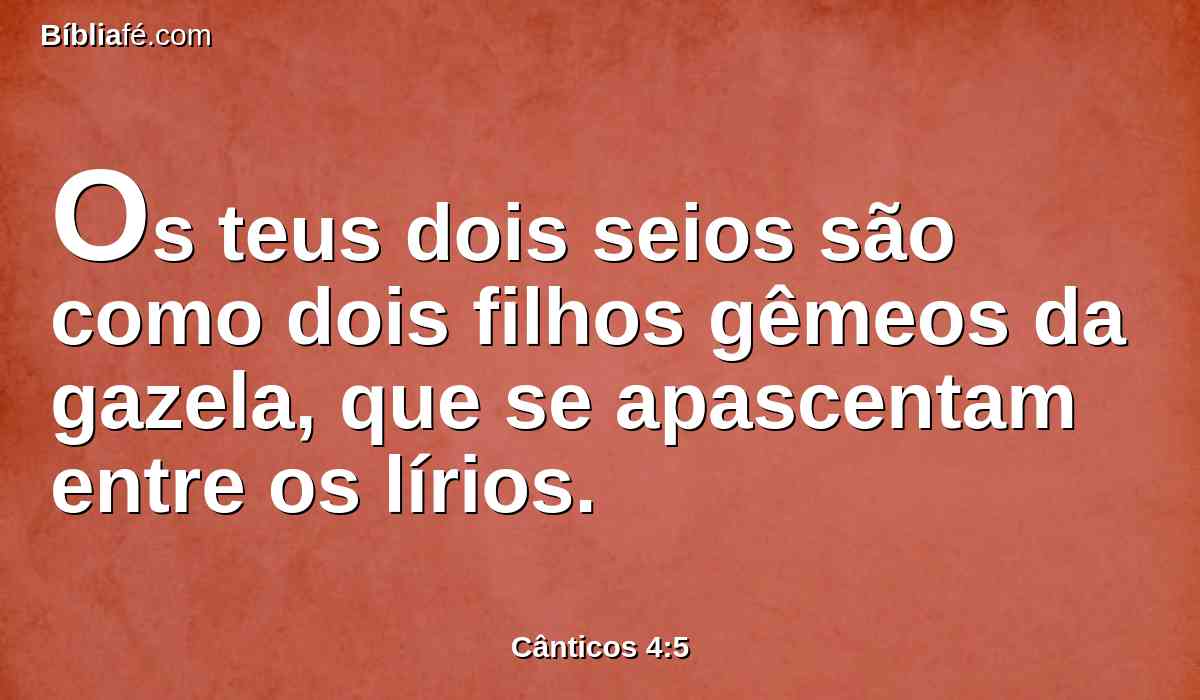 Os teus dois seios são como dois filhos gêmeos da gazela, que se apascentam entre os lírios.