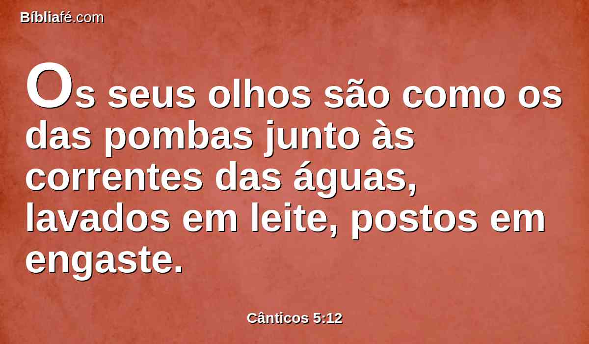 Os seus olhos são como os das pombas junto às correntes das águas, lavados em leite, postos em engaste.