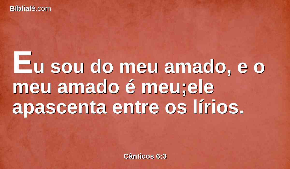 Eu sou do meu amado, e o meu amado é meu;ele apascenta entre os lírios.