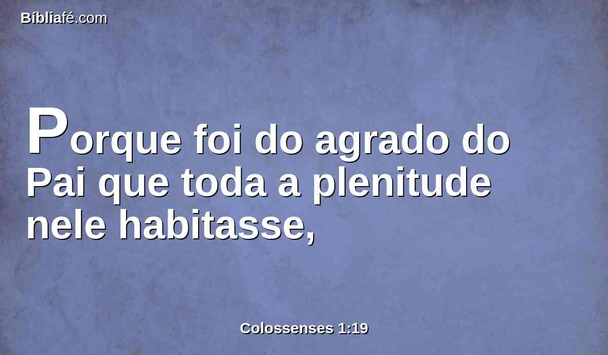 Porque foi do agrado do Pai que toda a plenitude nele habitasse,