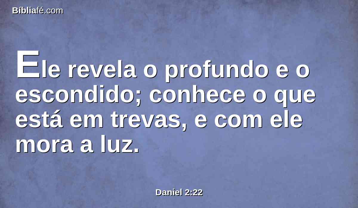 Ele revela o profundo e o escondido; conhece o que está em trevas, e com ele mora a luz.