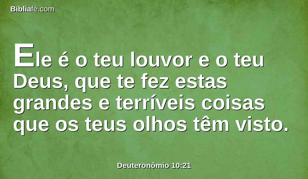 Ele é o teu louvor e o teu Deus, que te fez estas grandes e terríveis coisas que os teus olhos têm visto.