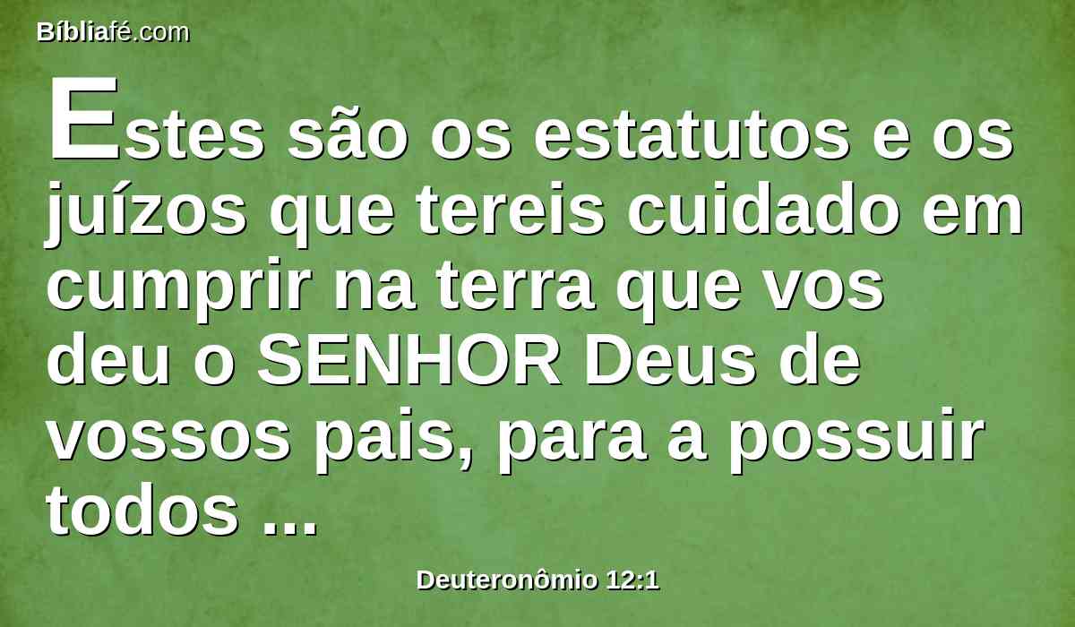 Estes são os estatutos e os juízos que tereis cuidado em cumprir na terra que vos deu o SENHOR Deus de vossos pais, para a possuir todos os dias que viverdes sobre a terra.