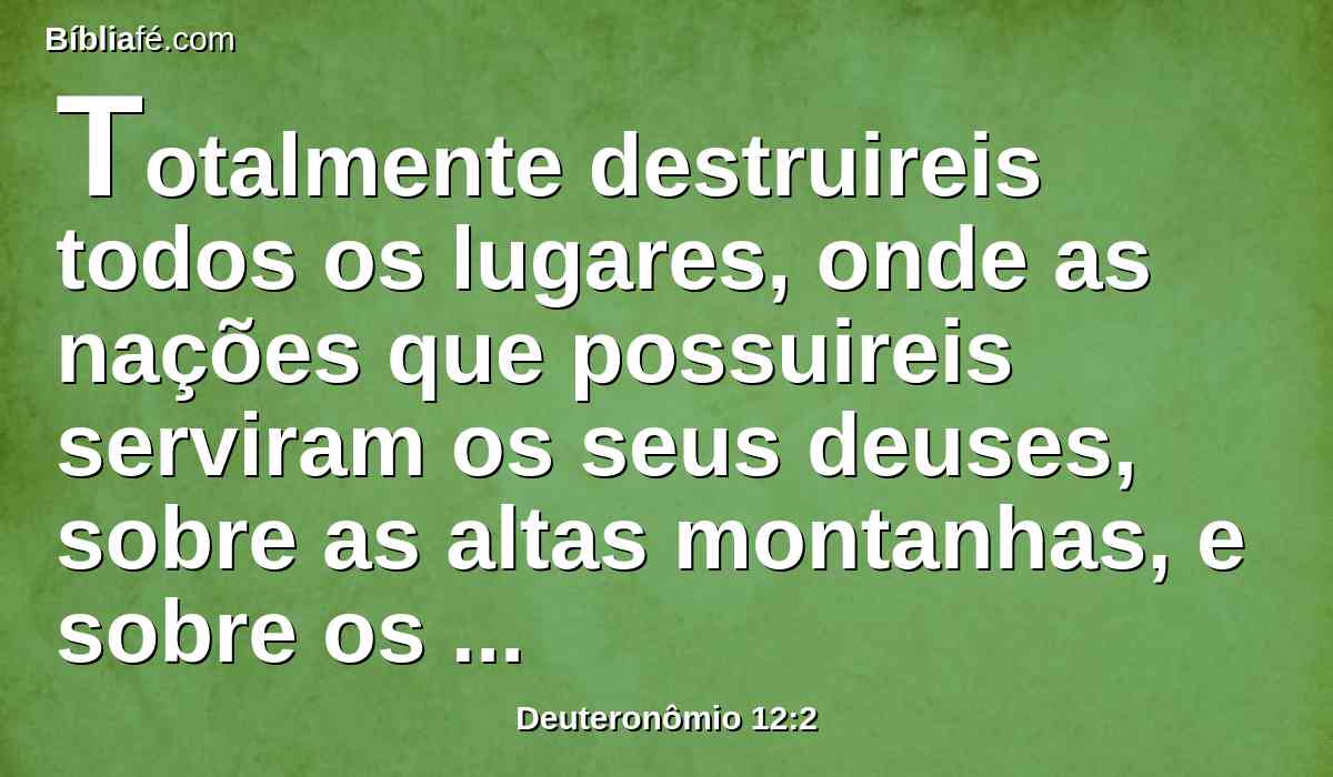 Totalmente destruireis todos os lugares, onde as nações que possuireis serviram os seus deuses, sobre as altas montanhas, e sobre os outeiros, e debaixo de toda a árvore frondosa;