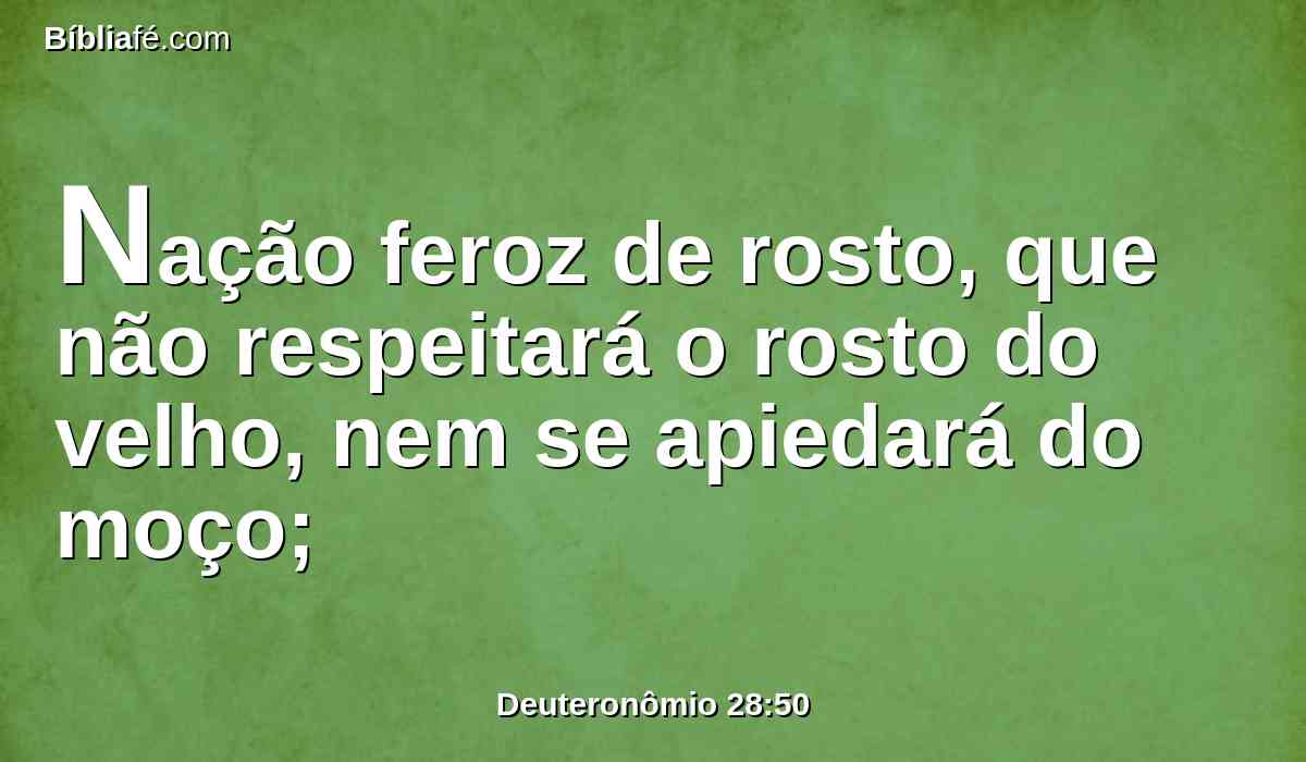 Nação feroz de rosto, que não respeitará o rosto do velho, nem se apiedará do moço;