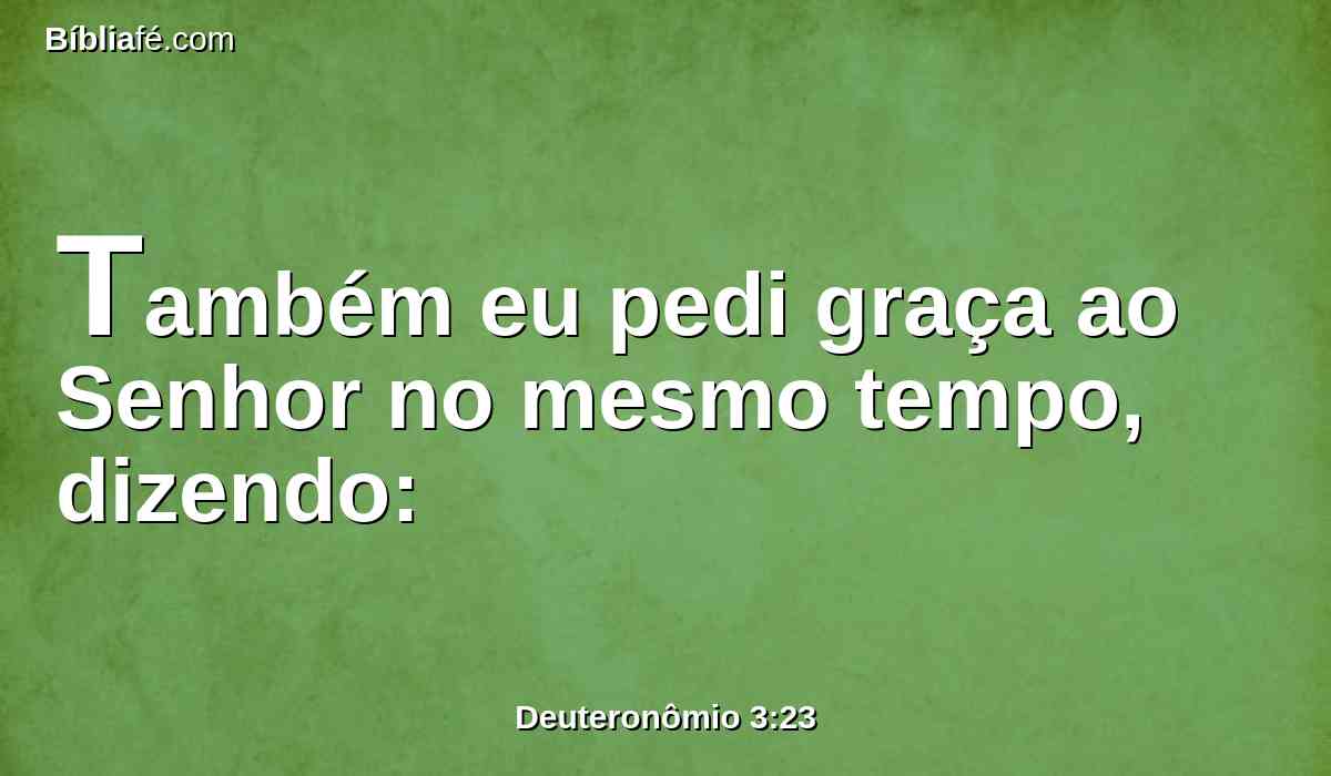 Também eu pedi graça ao Senhor no mesmo tempo, dizendo: