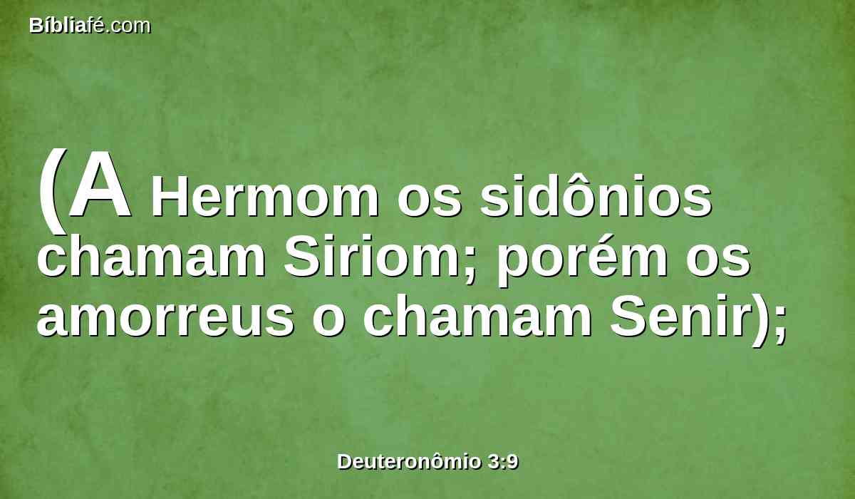 (A Hermom os sidônios chamam Siriom; porém os amorreus o chamam Senir);
