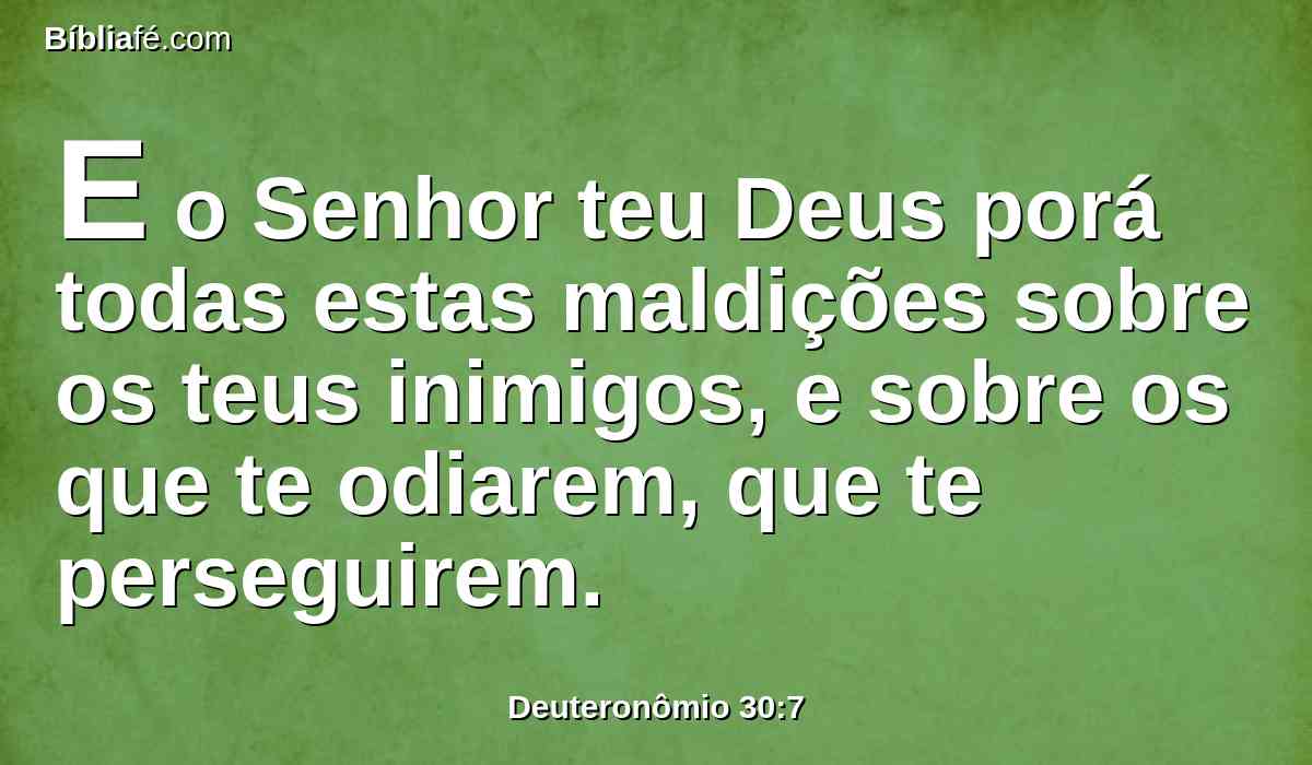 E o Senhor teu Deus porá todas estas maldições sobre os teus inimigos, e sobre os que te odiarem, que te perseguirem.