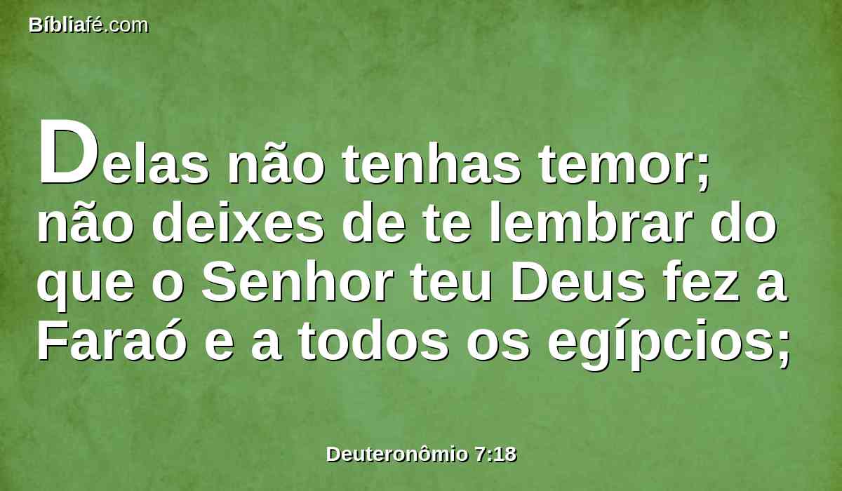Delas não tenhas temor; não deixes de te lembrar do que o Senhor teu Deus fez a Faraó e a todos os egípcios;