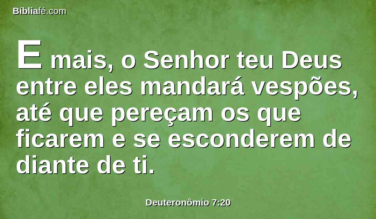 E mais, o Senhor teu Deus entre eles mandará vespões, até que pereçam os que ficarem e se esconderem de diante de ti.