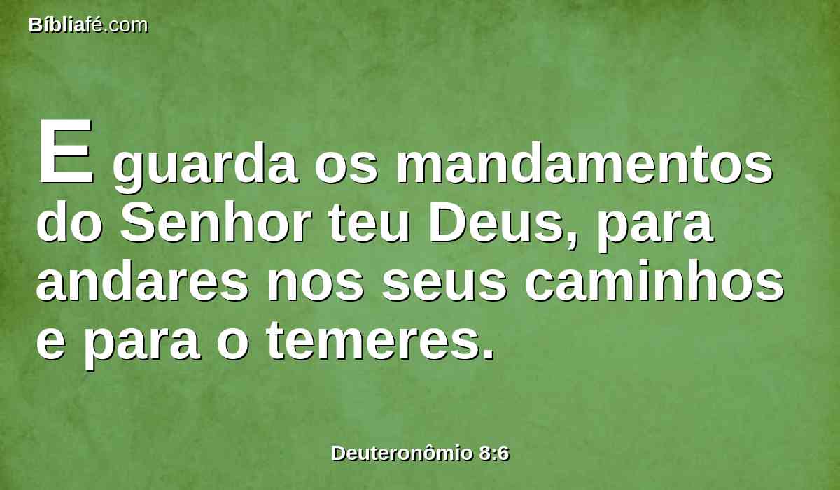 E guarda os mandamentos do Senhor teu Deus, para andares nos seus caminhos e para o temeres.