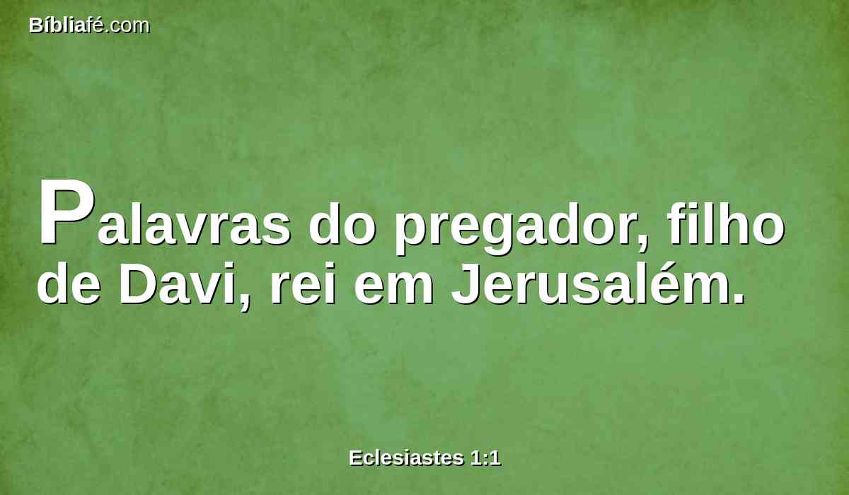Palavras do pregador, filho de Davi, rei em Jerusalém.