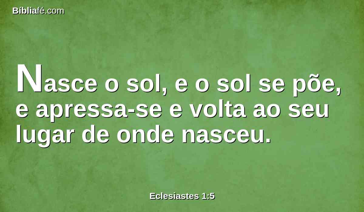 Nasce o sol, e o sol se põe, e apressa-se e volta ao seu lugar de onde nasceu.
