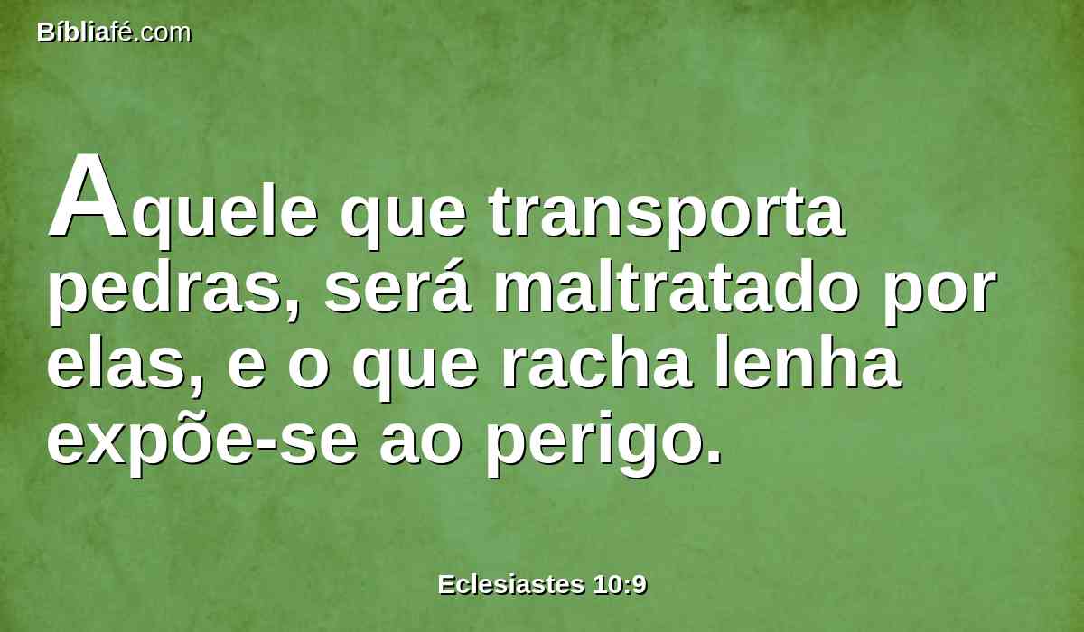 Aquele que transporta pedras, será maltratado por elas, e o que racha lenha expõe-se ao perigo.