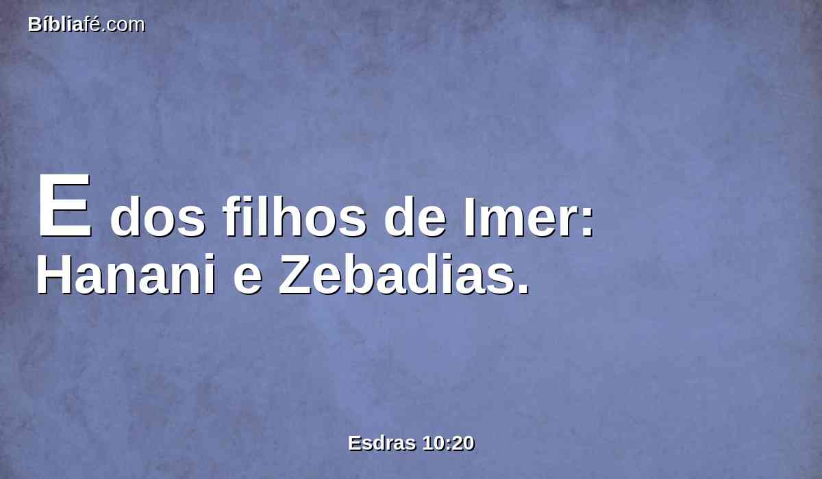 E dos filhos de Imer: Hanani e Zebadias.