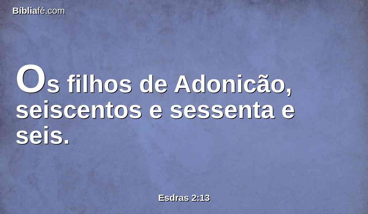 Os filhos de Adonicão, seiscentos e sessenta e seis.