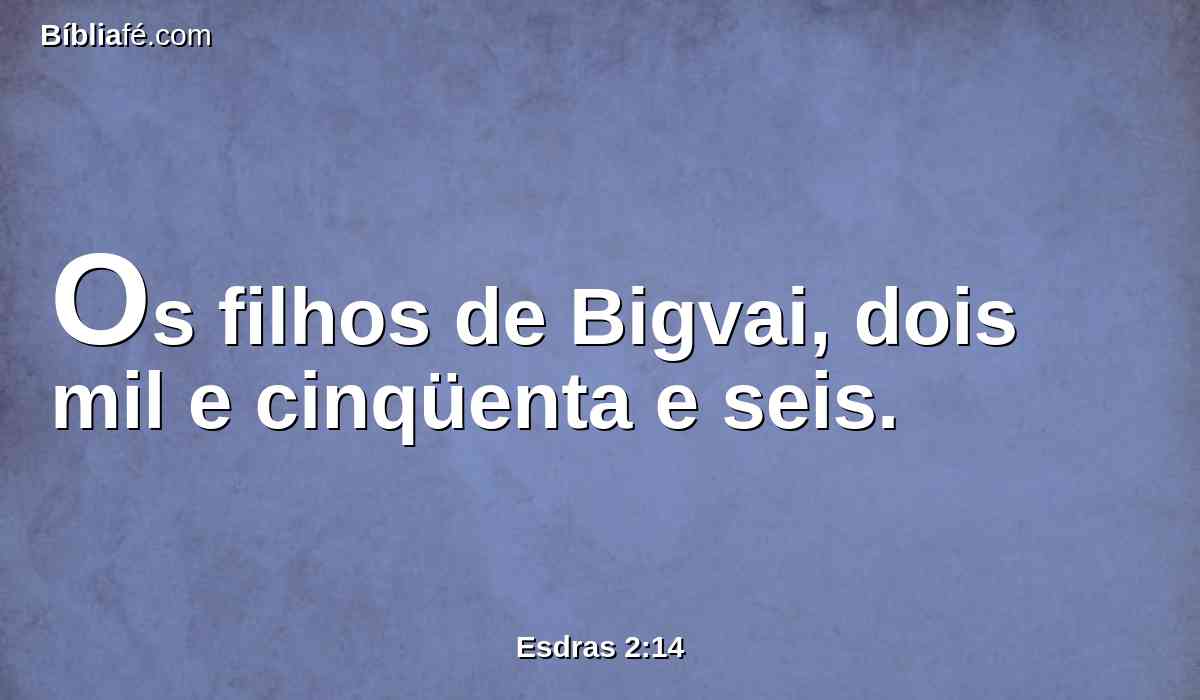 Os filhos de Bigvai, dois mil e cinqüenta e seis.