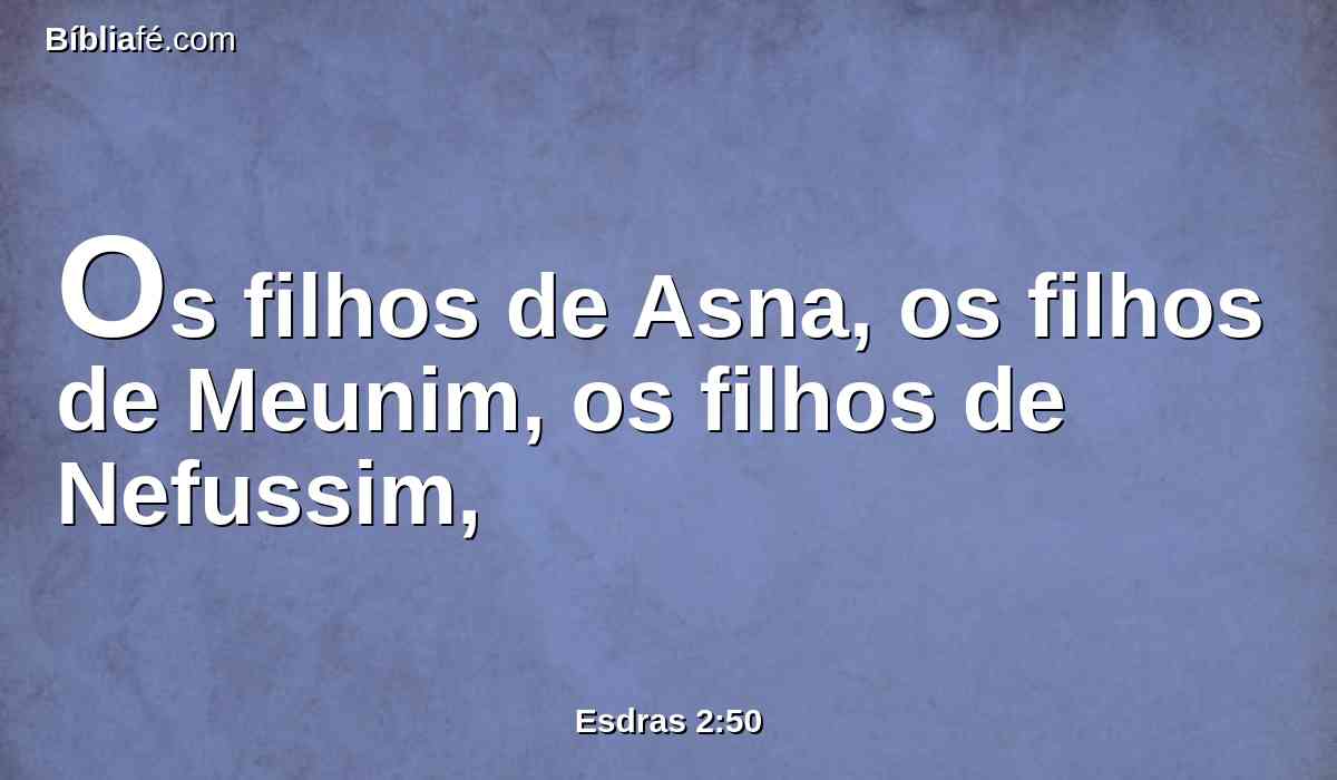 Os filhos de Asna, os filhos de Meunim, os filhos de Nefussim,