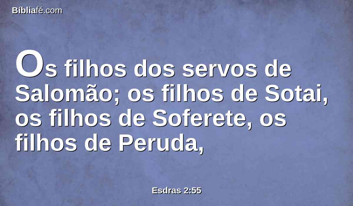 Os filhos dos servos de Salomão; os filhos de Sotai, os filhos de Soferete, os filhos de Peruda,