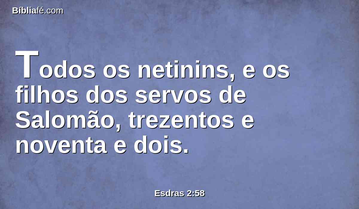 Todos os netinins, e os filhos dos servos de Salomão, trezentos e noventa e dois.