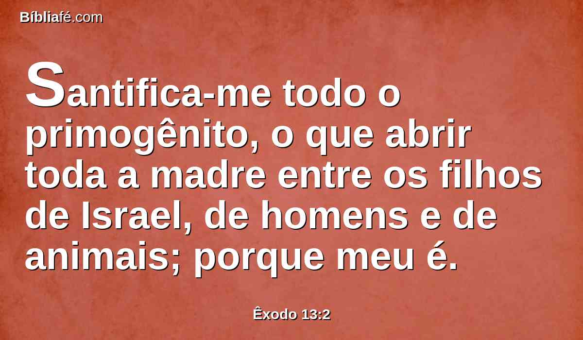 Santifica-me todo o primogênito, o que abrir toda a madre entre os filhos de Israel, de homens e de animais; porque meu é.