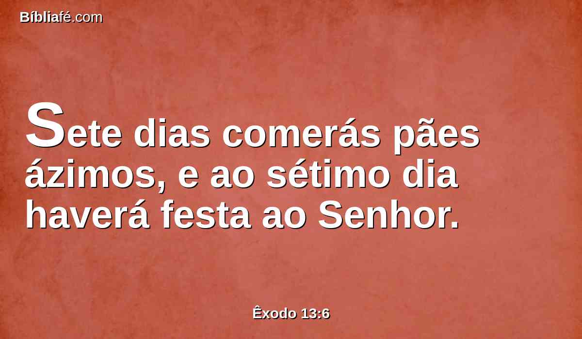 Sete dias comerás pães ázimos, e ao sétimo dia haverá festa ao Senhor.