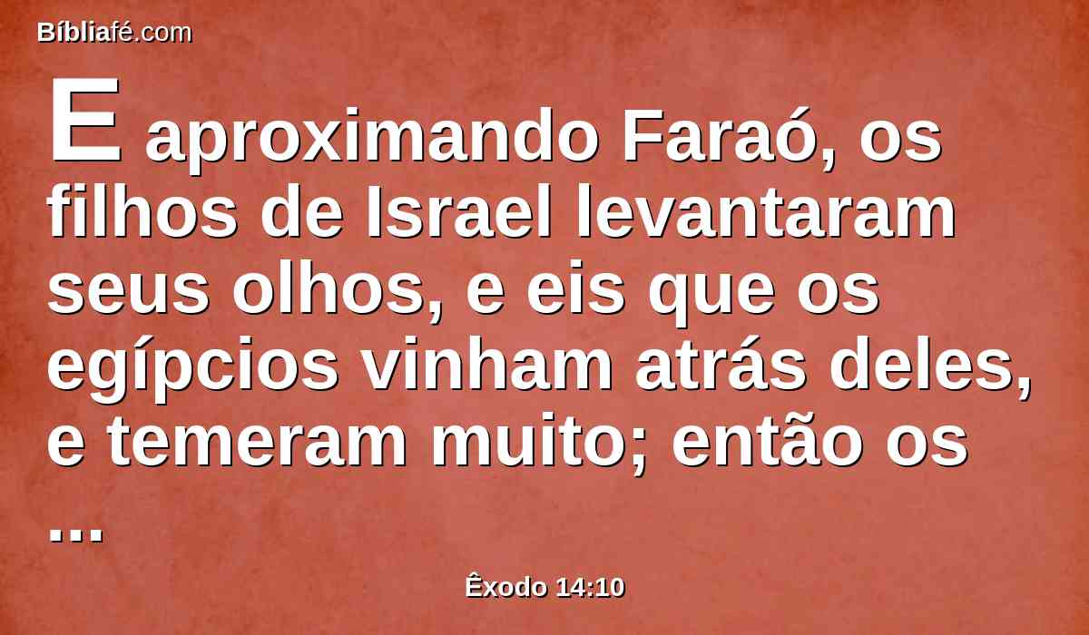 E aproximando Faraó, os filhos de Israel levantaram seus olhos, e eis que os egípcios vinham atrás deles, e temeram muito; então os filhos de Israel clamaram ao Senhor.