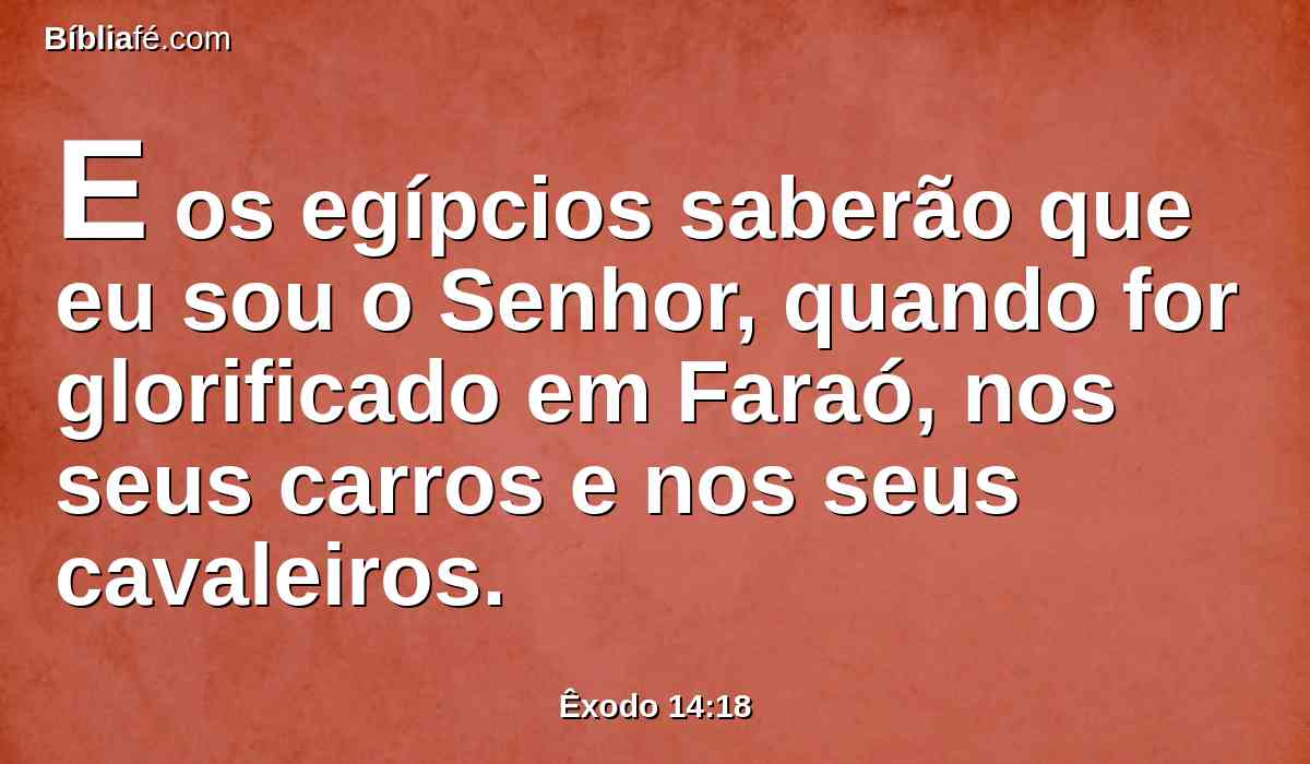 E os egípcios saberão que eu sou o Senhor, quando for glorificado em Faraó, nos seus carros e nos seus cavaleiros.