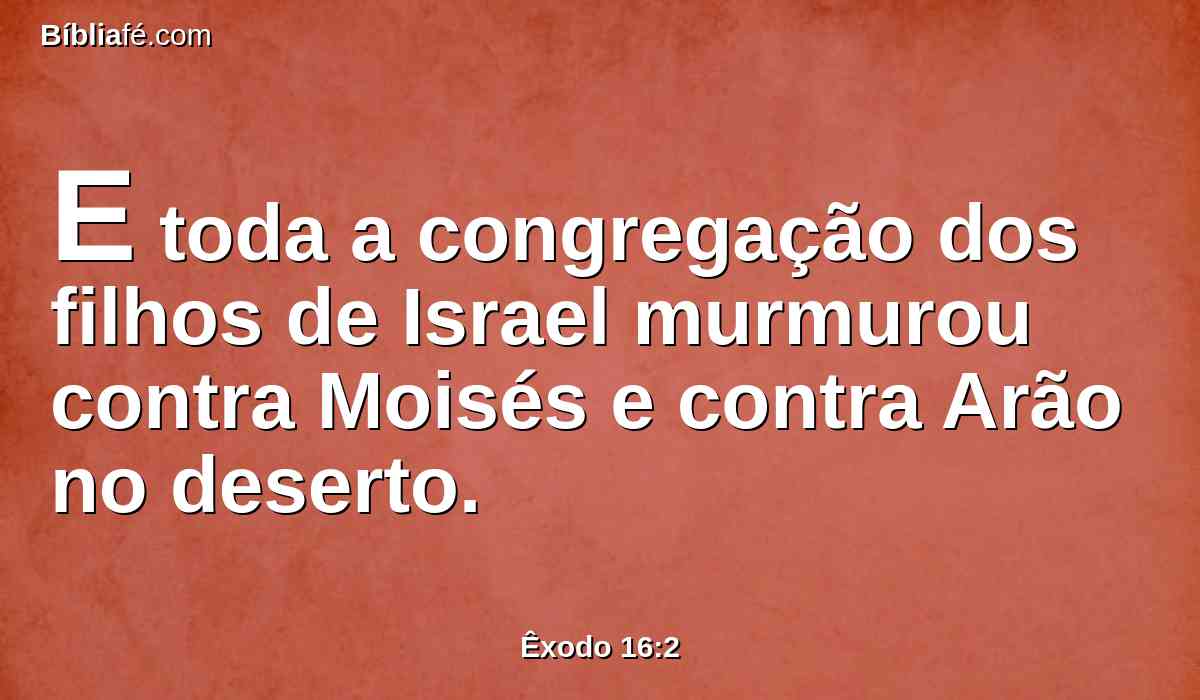 E toda a congregação dos filhos de Israel murmurou contra Moisés e contra Arão no deserto.