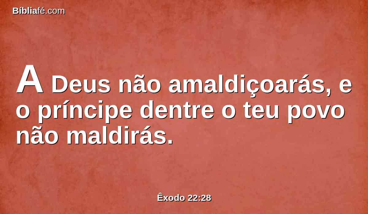 A Deus não amaldiçoarás, e o príncipe dentre o teu povo não maldirás.